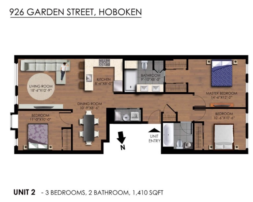 926 Garden St #2, Hoboken, New Jersey, 07030, United States, 3 Bedrooms Bedrooms, ,2 BathroomsBathrooms,Residential,For Sale,926 Garden St #2,1297232