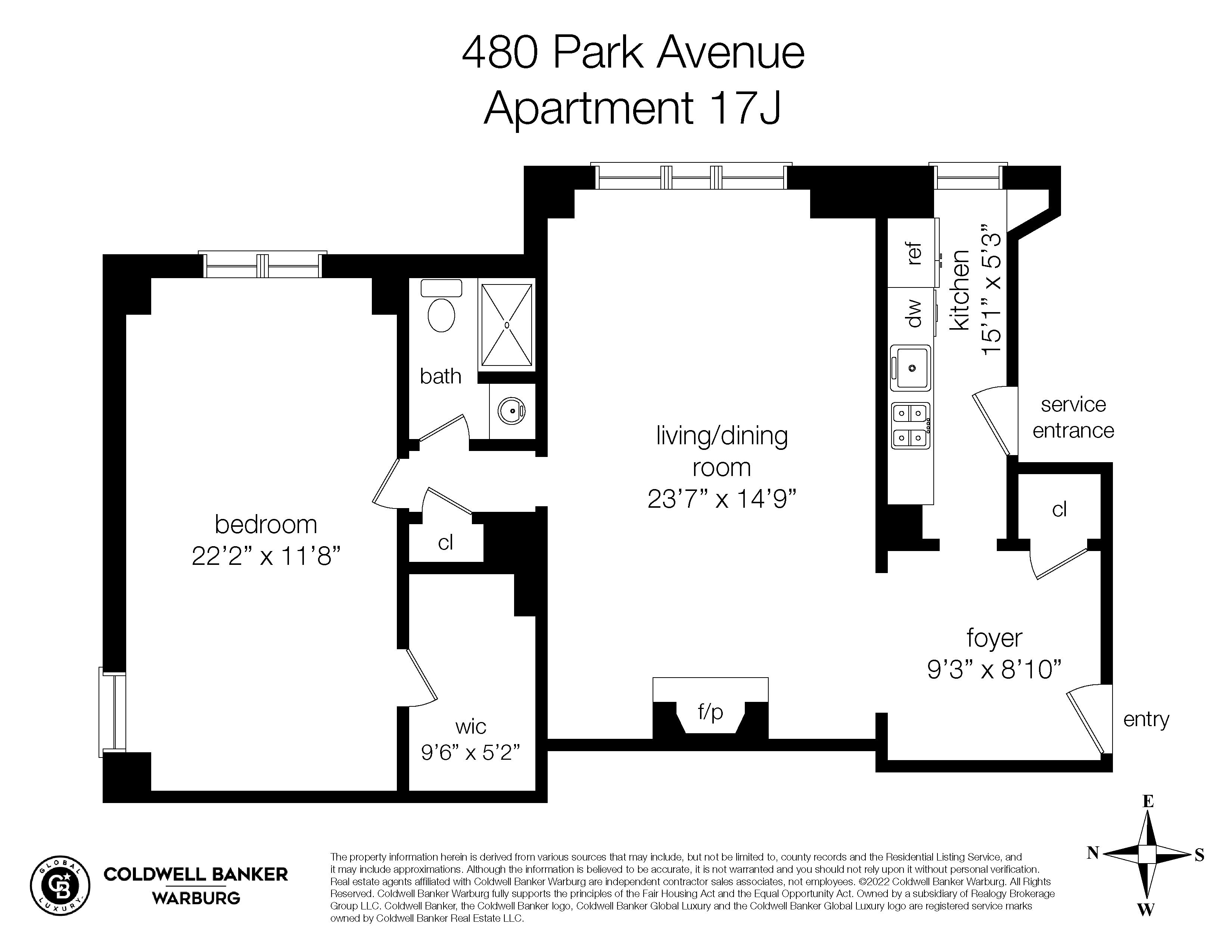 480 Park Avenue Unit 17J, New York, New York, 10022, United States, 1 Bedroom Bedrooms, ,1 BathroomBathrooms,Residential,For Sale,480 park AVE unit 17j,1436018