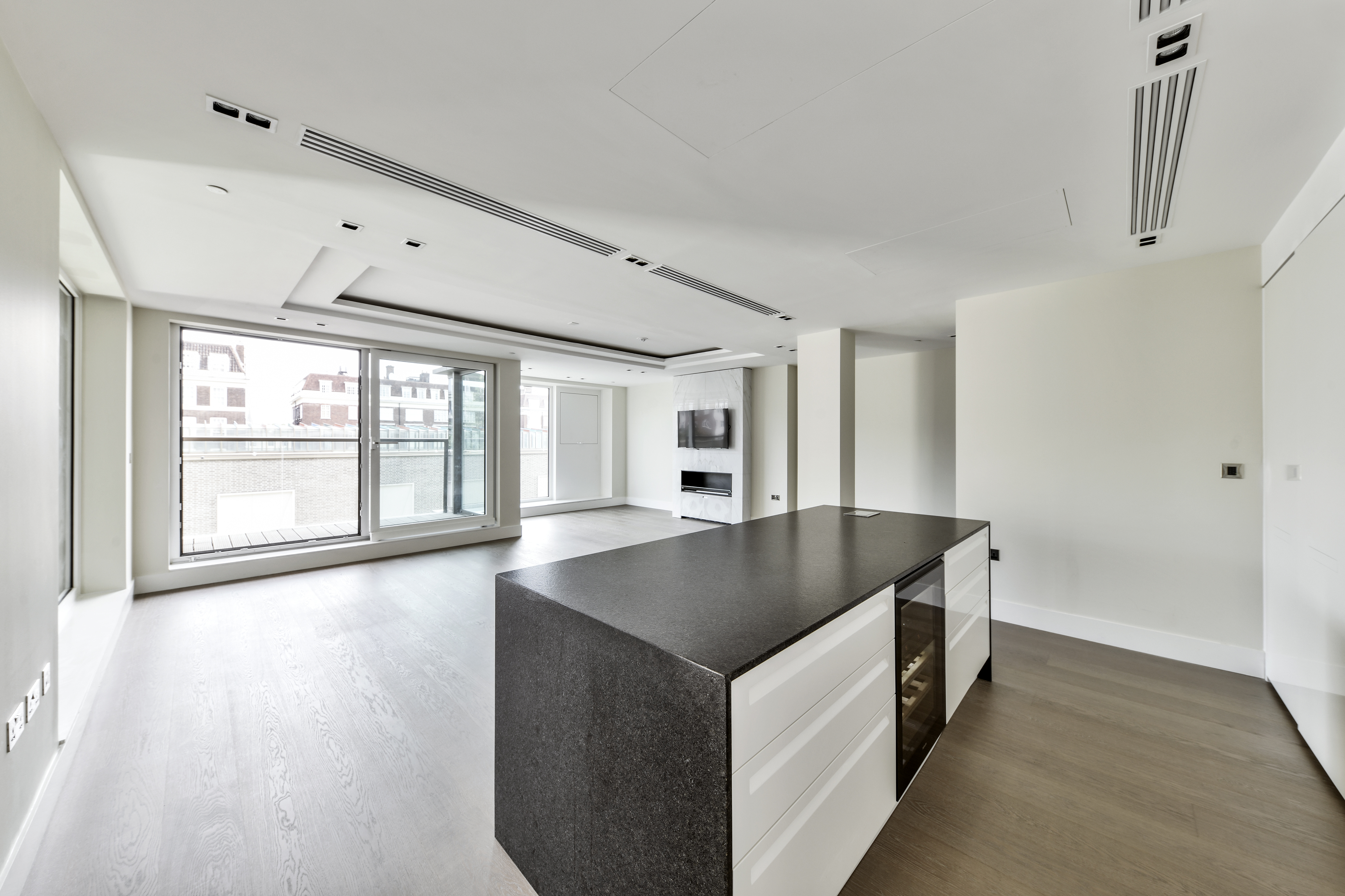 A sleek three-bedroom apartment in a coveted part of Kensington