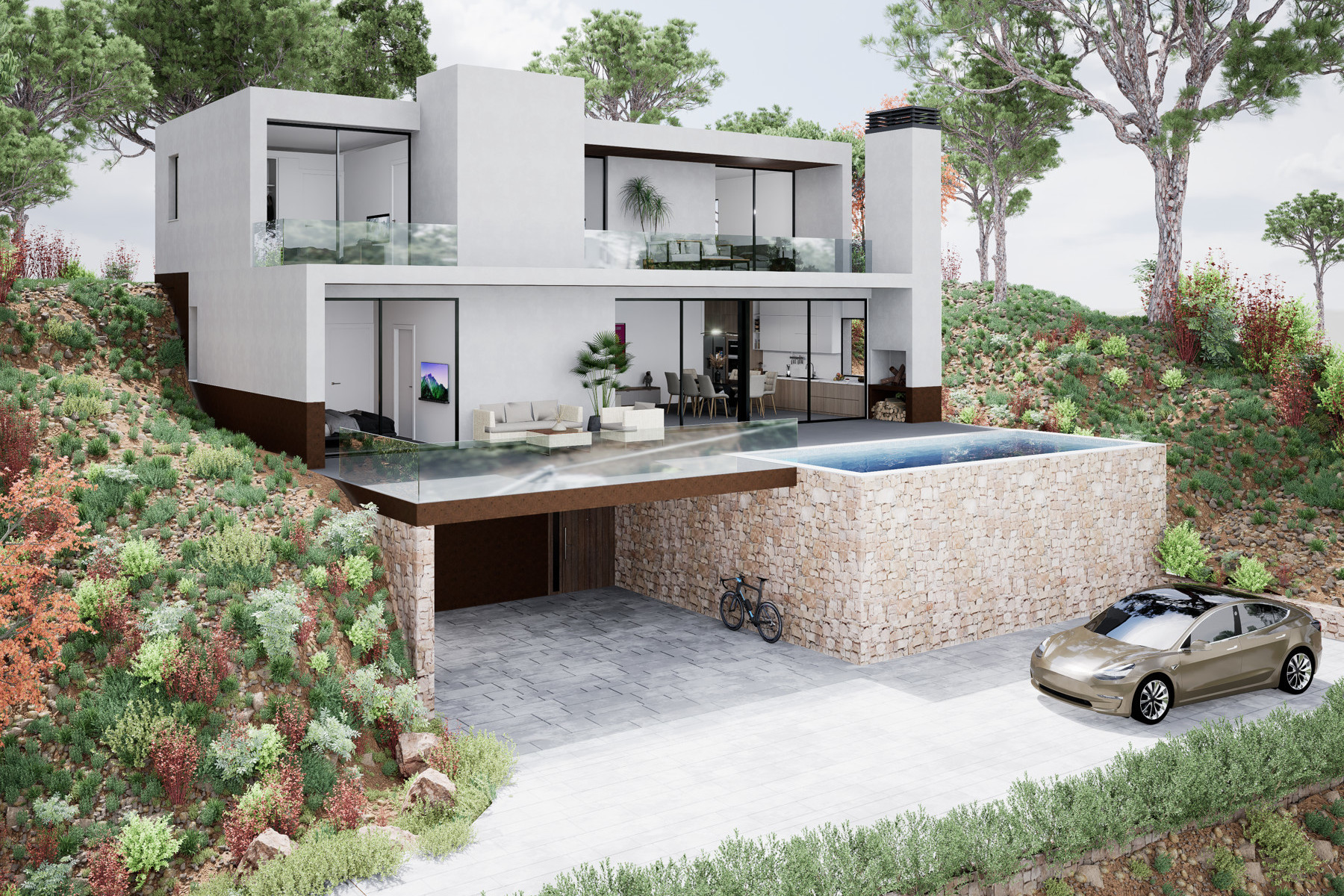 Beautiful newly built south facing house 5 minutes walk from Begur