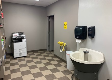 Restroom and cleanup area