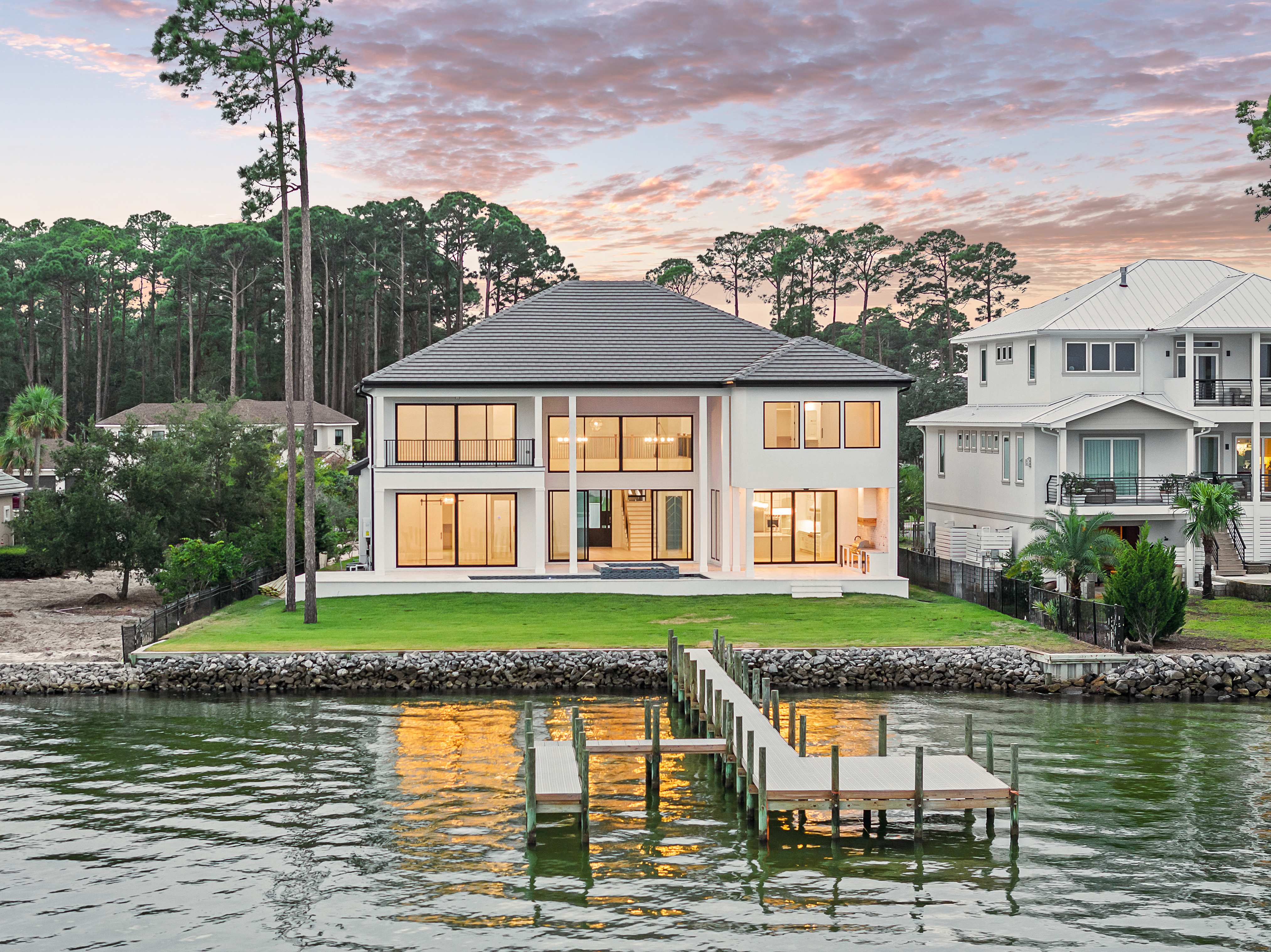 Newly Completed Contemporary Residence With Bayfront Pool And Dock