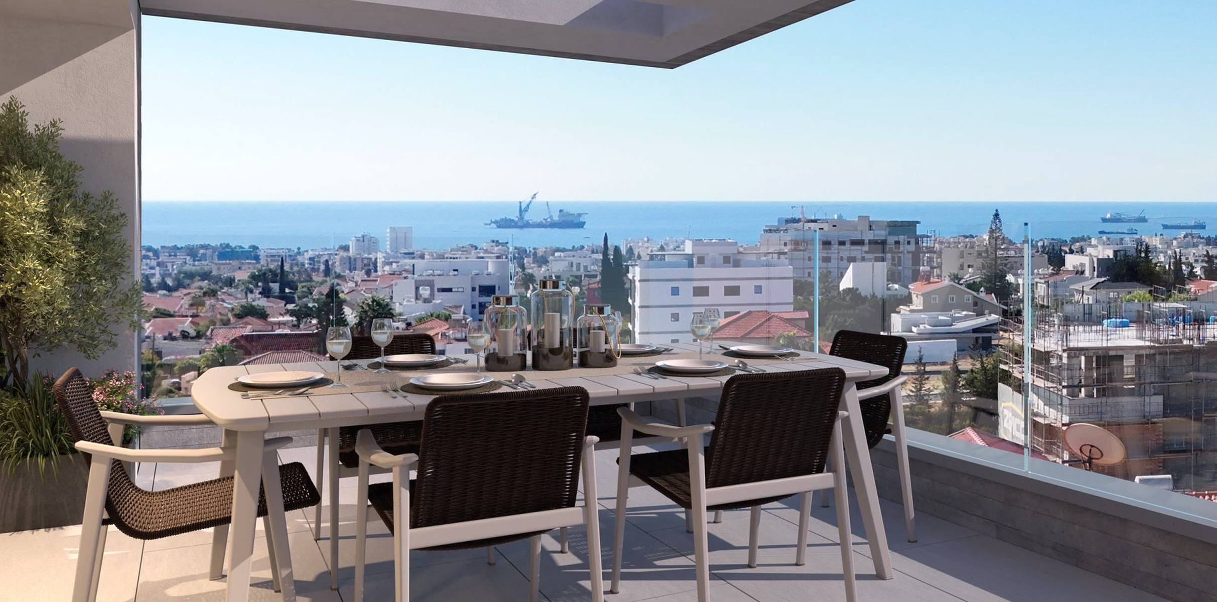 Three Bedroom Top Floor Apartment with Roof Garden in Limassol