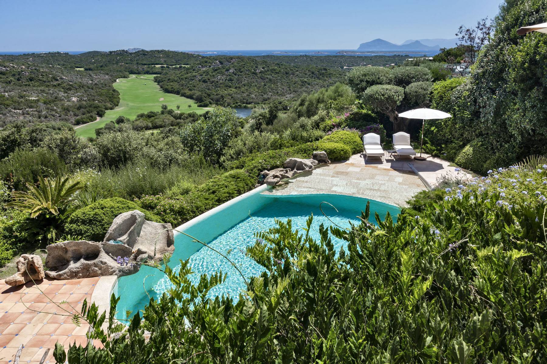 A fashionable elegant villa at the Pevero Golf hill