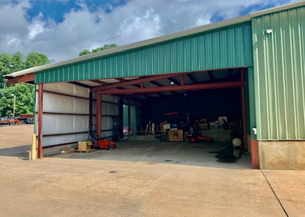 Rear entrance to covered storage area