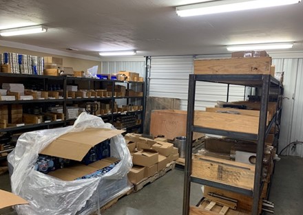 Parts room with 10 x 10 overhead door