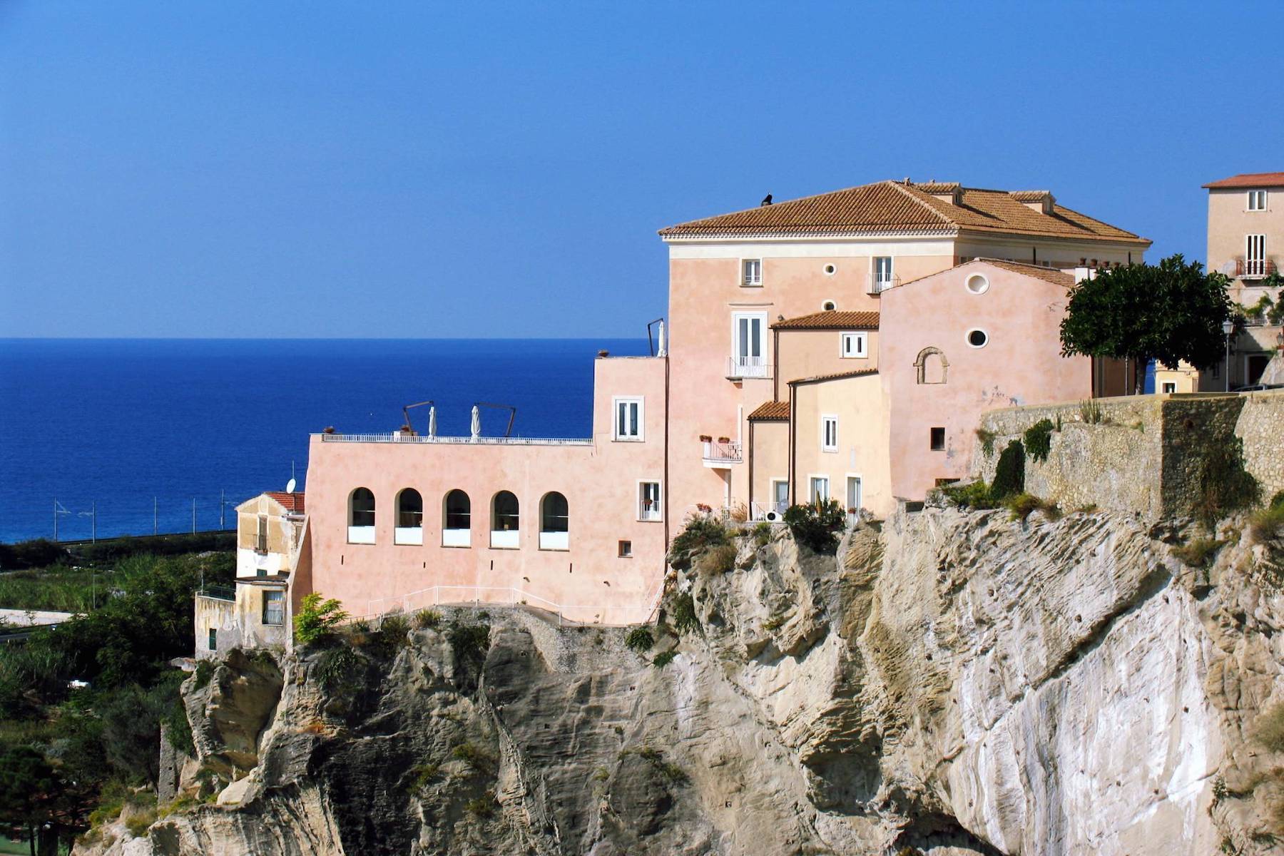 Historic palace overlooking the Tyrrhenian Sea in Southern Italy, Calabria