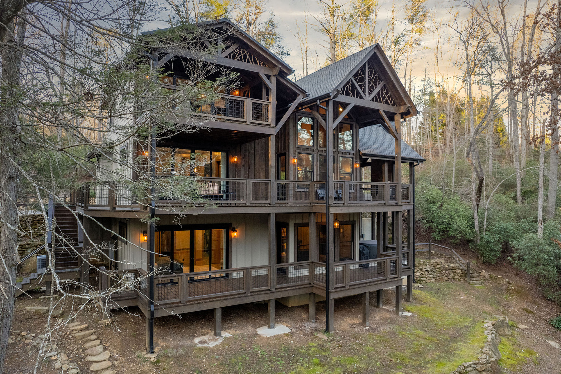 Luxury Country Living in Stunning Creekfront Craftsman Cabin on 2.76+/- Acres