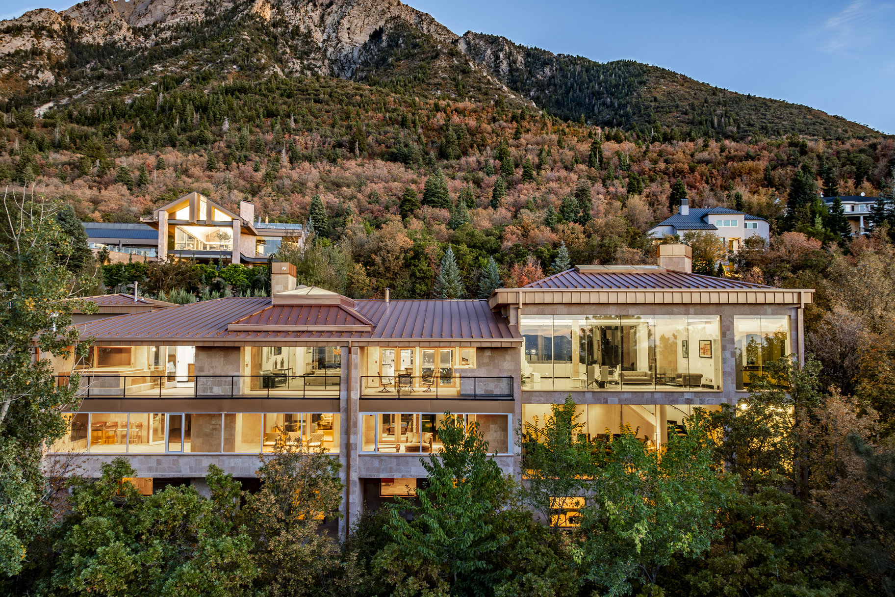 Contemporary Masterpiece of Stone and Glass at the Top of Olympus Cove