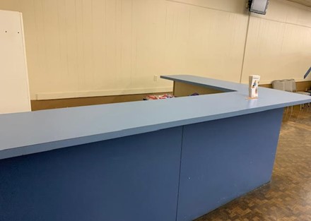 Front counter at entrance to large meeting room