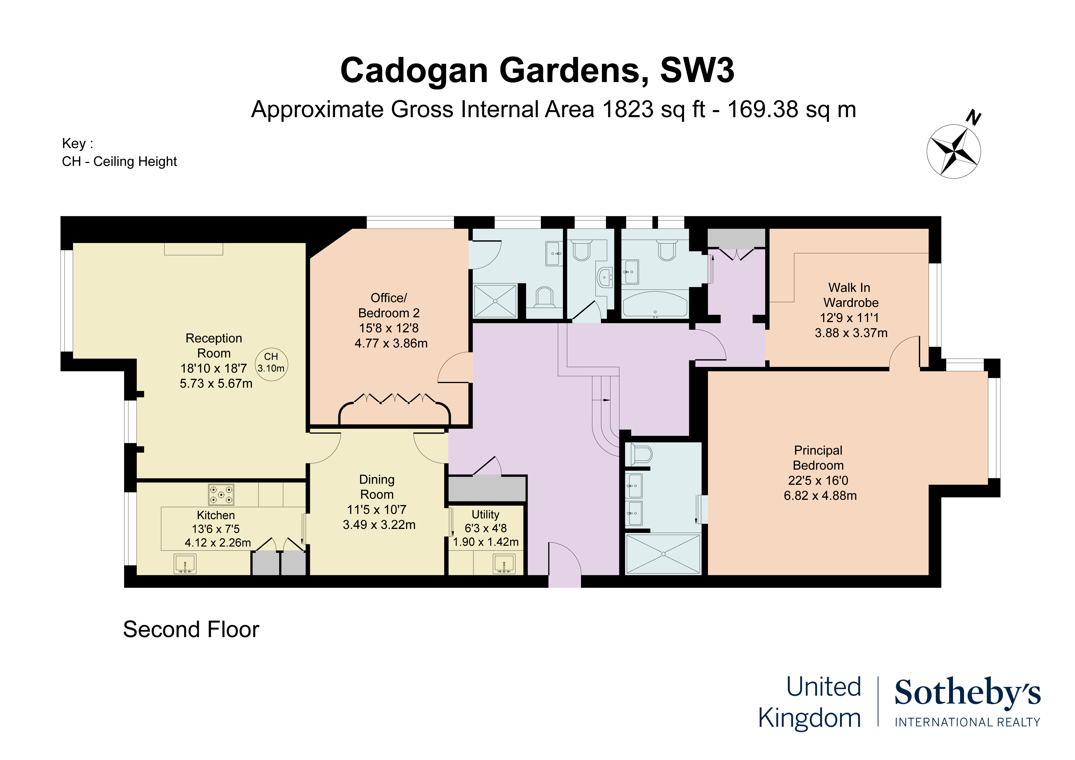 Sophisticated three-bedroom apartment in Cadogan Gardens