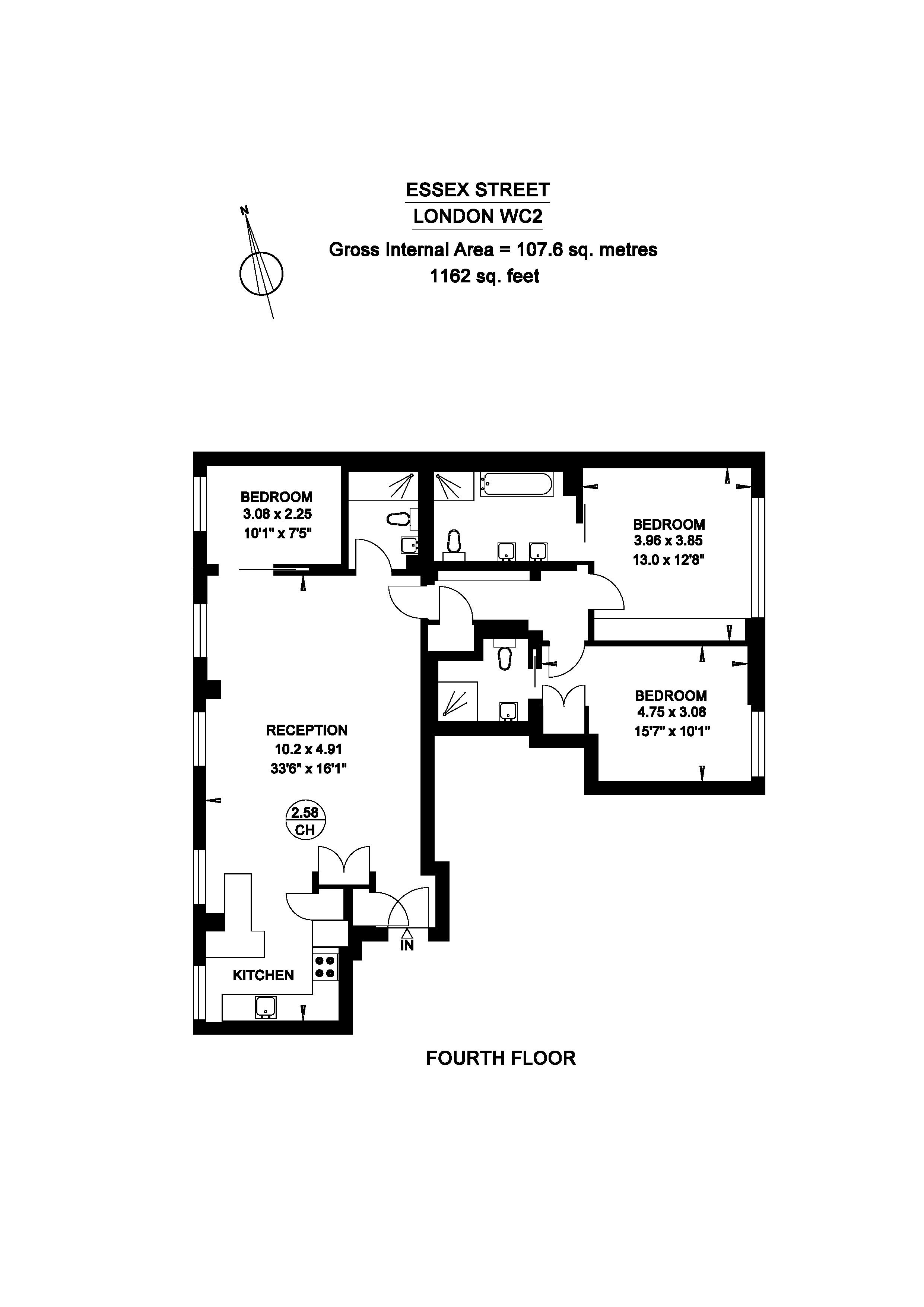 Three-bedroom apartment in highly sought-after development Aldwych Chambers